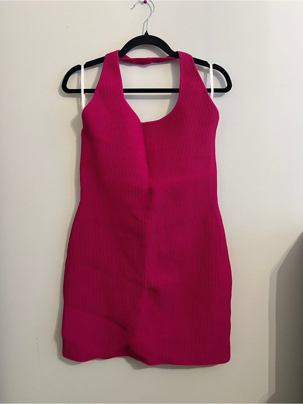 Babaton Hot Pink Ribbed Mini Dress